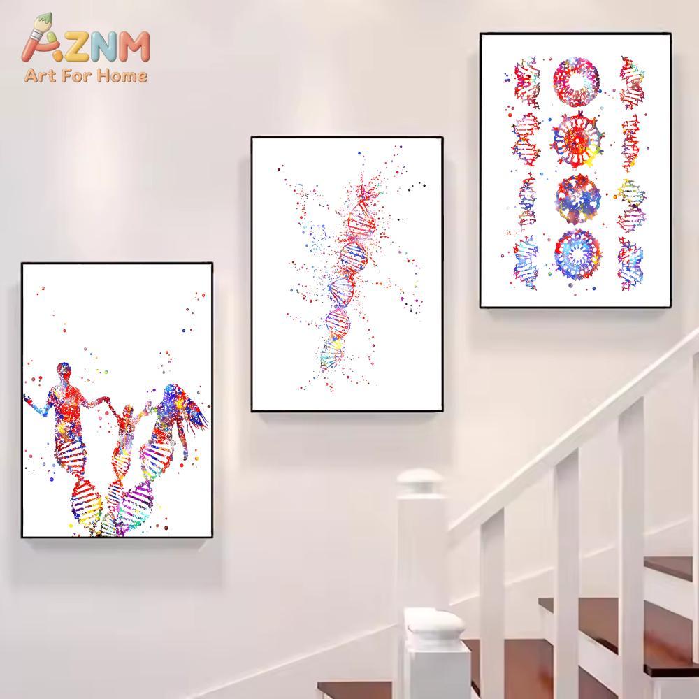 AZNM Colorful Watercolor DNA G - Medical Lab Posters ulasan dan harga