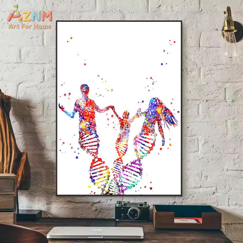 AZNM Colorful Watercolor DNA G - Medical Lab Posters ulasan dan harga